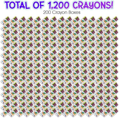 ArtCreativity Crayons Bulk Set - 200 Crayon Packs - 6 Crayons in Each Pack - 1200 Total - Crayons for Kids in Red, Orange, Yellow, Green, Blue, Purple - Bulk Crayons for Classroom and Party Favors