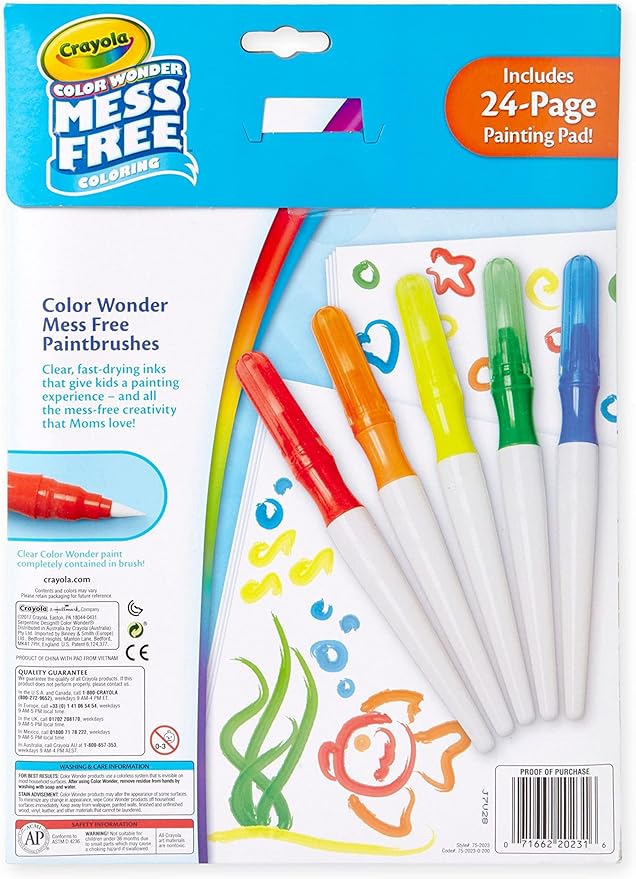 Crayola Color Wonder Paintbrush Pens & Paper, Mess Free Coloring for Toddlers, Painting Set, Toddler Arts & Crafts, Kids Gift