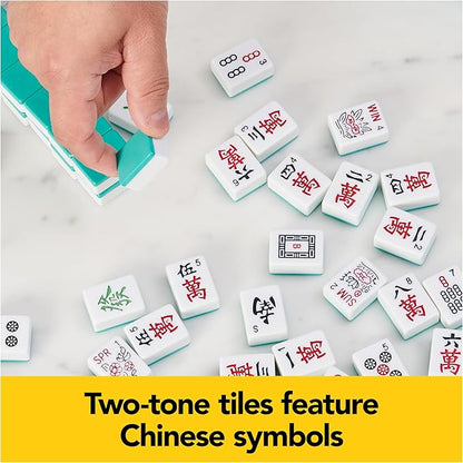 Spin Master Games Legacy Deluxe Mah Jong Classic Game with Two-Toned Tiles and Lined Wood Storage Case, Family Game for 4 Players Ages 8 and up