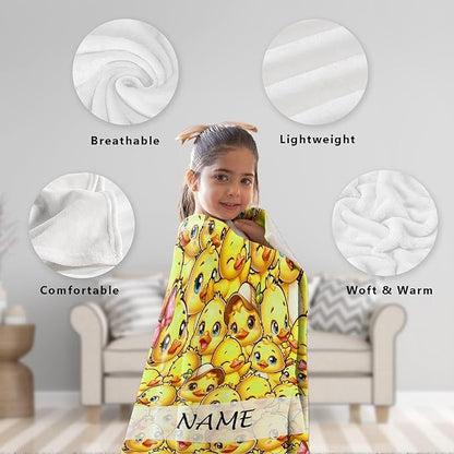 Aparajita Custom Name Ducks Adult Duck Blanket Kids Funny Blanket Suitable for Bedroom Living Room Bed Sofa Crib Couch Chair Outdoor All Season Items That Yellow Duck Lovers Will Love 40"x30"for Pets