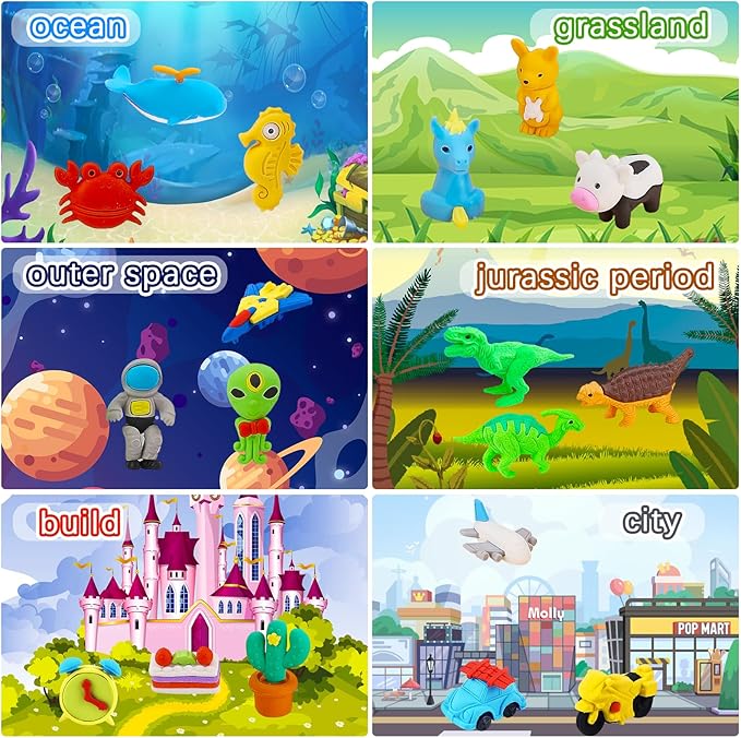 URSKYTOUS 151Pcs Animal Erasers Desk Pets for Kids Animal Pencil Erasers Bulk Puzzle Eraser Toys Gifts for Classroom Prizes,Game Reward,Treasure Box,Easter Egg Fillers,Goodie Bag Stuffer,Party Favors