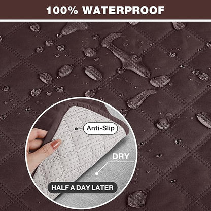 TAOCOCO Waterproof Recliner Couch Cover Sofa Slipcover for 3 Cushion Couch, Pet Sofa Cover for 3 Seat Recliner, Washable Reclining Sofa Cover Furniture Protector with Straps(3 Seater, Coffee)