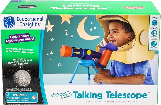 Educational Insights GeoSafari Jr. Talking Telescope (English & Asian Audio Version) - Telescope for Kids, STEM Toys, Interactive Learning for Kids Ages 4+, Space Toys for Kids