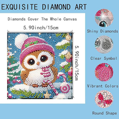 ajepon 4 Packs Christmas Diamond Art Kits for Kids Beginners-Cute Animals Diamond Painting Kits Without Frame,Cartoon Animal Diamond Painting Kits Full Drill Gem Art for Home Decor 6x6inch