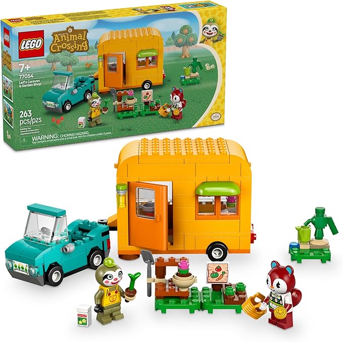 LEGO Animal Crossing Leif's Caravan & Garden Shop Building Toy - Animal Crossing Toy Figure and Playset for Kids, Girls and Boys, Ages 7+ - Pretend Play Gift Idea for Birthdays - 77054
