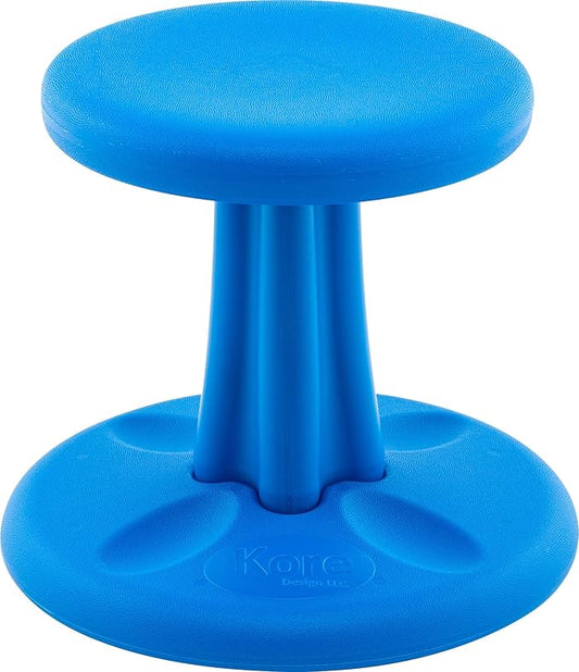 KORE Design Wobble Stool Chair, Girls + Boys Kid Desk Stools, Ergonomic Small Office Chairs, Flexible Seating for Active Kids, ADD/ADHD, Classroom, School, Home, Preschool (12in), Age 4-5 yrs, Blue