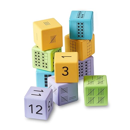 hand2mind Multiple Representation Dice, Large Foam Dice for Classroom, Subitizing Dice, Math Manipulatives Kindergarten, Educational Toys for Elementary Kids, Math Learning Tools (Set of 16)