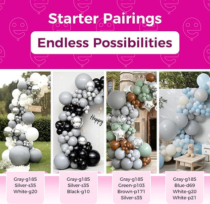 Bezente Gray Latex Party Balloons - 150 Pack 5 Inch Matte Small Pastel Grey Helium Balloons for Birthday Bridal Shower Wedding Anniversary Party Decorations
