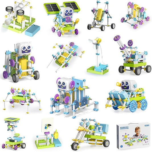 STEM Robotics Toys for Kids Toddler Age 6+, 36+ Robot Models Building Block Projects with Solar Power Sensors Gears, Education & Learning Science Engineering Kit Toys Gifts for Boys Girls