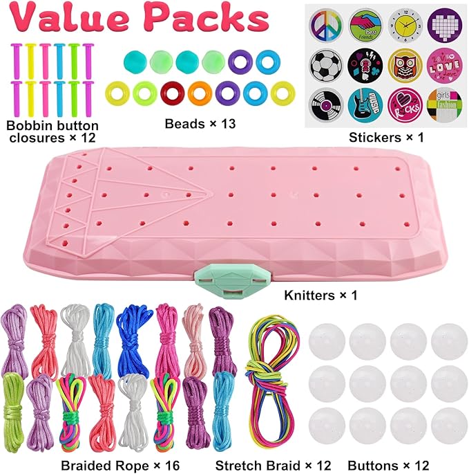 Motiloo Friendship Bracelet Making Kit - Toy for Ages 7-12 Girls - Birthday Gift - DIY String Maker Tool - Arts and Crafts - Kids Travel Activity Set - Perfect Present for Teen Girls