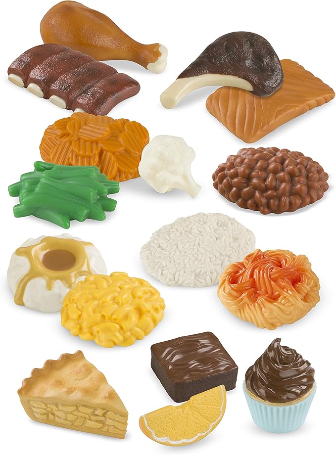 Melissa & Doug Food Fun Combine & Dine Dinners - Red - Realistic Play Food For Kids Kitchen, Pretend Play Food Set For Kids Ages 3+