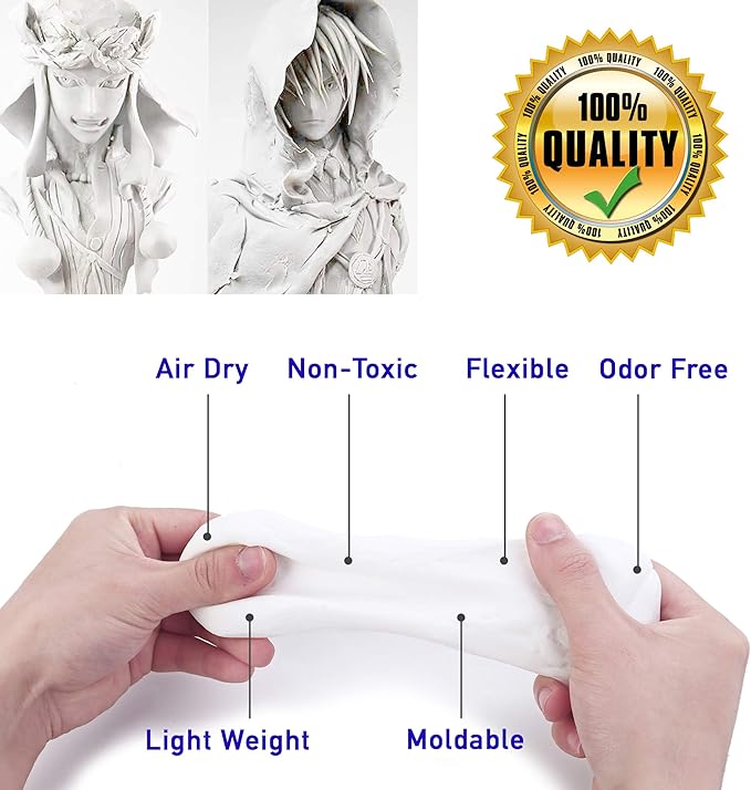 1.1lb Moldable Cosplay Foam Clay (White) – High Density and Hiqh Quality for Intricate Designs | Air Dries to Perfection for Cutting with a Knife or Rotary Tool, Sanding or Shaping