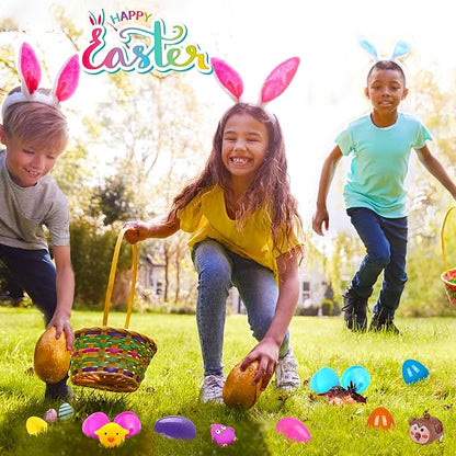 318 pcs Easter Eggs Filled Easter Egg Fillers 100 pack Easter Eggs Bulk wtih 218 Toys inside Small Toys for Easter Eggs Easter Basket Stuffers Easter Egg Hunt Party Favors for Kids Toddlers Boys Girls