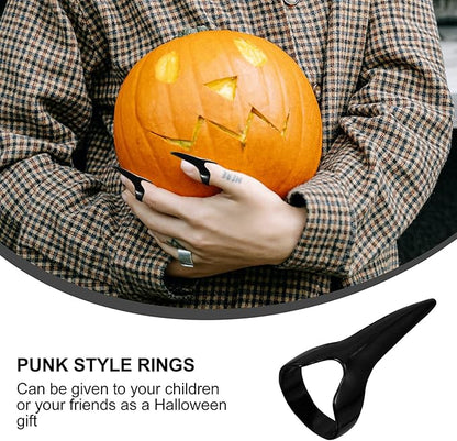 Beaupretty 8Pcs Halloween Costume Claws Fake Nail Rings Metal Gothic Punk Full Finger Rings Fingertip Nail Art Decoration Halloween Party Favor