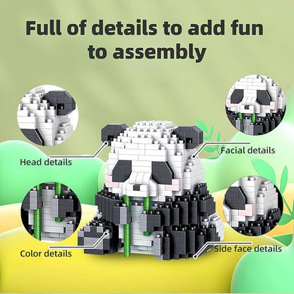 Micro Building Blocks Bamboo Panda Children's Building Blocks Toys Adult Building Blocks Set Suitable for Various Life Surprise Gifts - Mini Panda Consists of (484 Pieces) Bricks