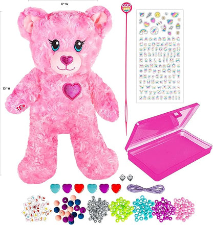 Fashion Angels Build-A-Bear Beaded Bracelet Design Kit - Design BFF Bracelets for Girls with Your Stuffed Bear - Beading Tool for Bracelet Making - Heart Beads for Jewerly - Ages 5 and up
