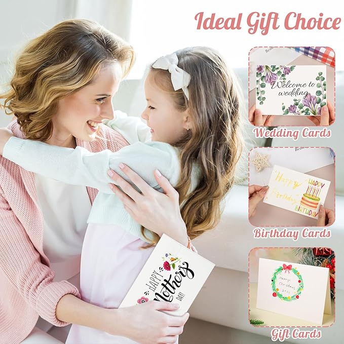 60 Sets Watercolor Cards with Envelopes, 140 lb/300 GSM Watercolor Paper Cards, 5x7 Inch Foldable Blank Watercolor Postcards and Envelopes for Greeting Cards, Wedding Invitations, Thank You Cards