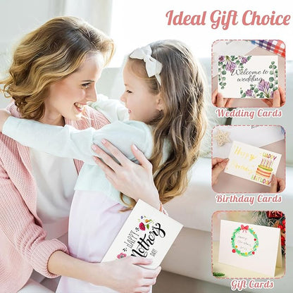 60 Sets Watercolor Cards with Envelopes, 140 lb/300 GSM Watercolor Paper Cards, 5x7 Inch Foldable Blank Watercolor Postcards and Envelopes for Greeting Cards, Wedding Invitations, Thank You Cards