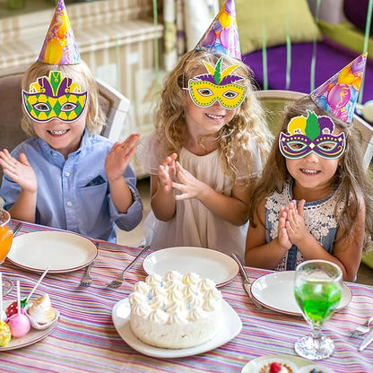 Lonfliness 36 Set Carnival Coloring Mask Mardi Gras Paper Art Craft Kid Color Your Own Style Blank DIY Mask Masquerade Birthday Party Dress-Up Decorations Favor School Classroom Activity Game Supplies