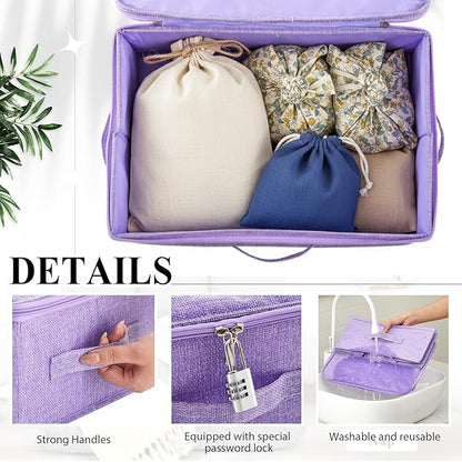 Briwooody Discreet Lockable Toy Bag Storage Organizer Toy Bag Storage Bins Case with Zipper Lid for Women and Men Clothes Container(Purple,15 x 10 x 6.3 Inch)