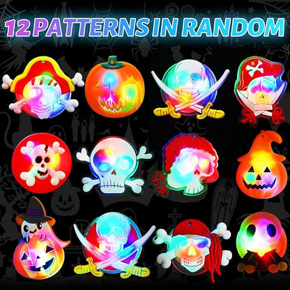 24 Pack Halloween Christmas Stocking Stuffers Christmas Party Favors Gifts for Kids, Light Up Bracelets Birthday Goodie Bags Stuffers Kids Classroom Prizes, Glow in the Dark New Year Party Supplies