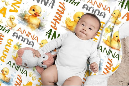 Custom Name Duck Blanket for Girls Adult duck Blanket Kids Funny Blanket Suitable for bedroom bed sofa Crib Couch Chair outdoor All Season Items That Yellow Duck Lovers Will Love 40"x30"for Pets