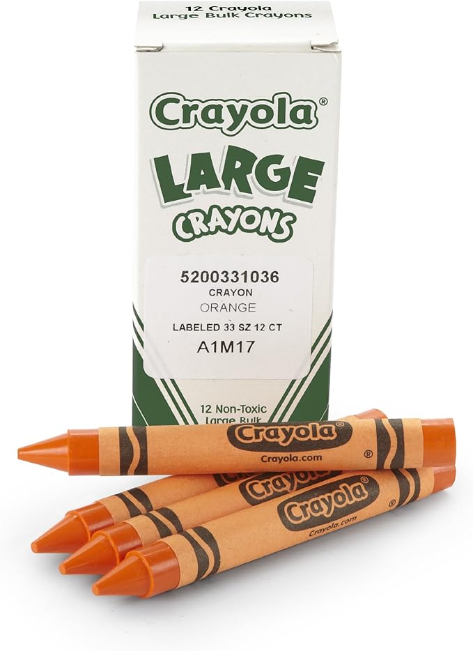 Crayola Large Crayons, Orange, Art Tools for Kids, 12 Count