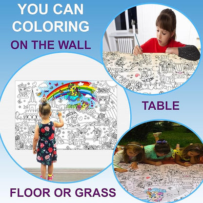 Unicorn Coloring Poster for Kids at Birthday Party - Giant Coloring Posters for Girls - Extra Large Coloring Sheets - Super Huge Coloring Pages - Jumbo Coloring Floor Wall Size Big Coloring Book