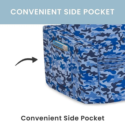 Delta Children Cozee 2-in-1 Extra Wide Convertible Sofa to Lounger-Comfy Flip Open Couch/Sleeper for Kids, Blue Camo