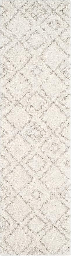 SAFAVIEH Arizona Shag Collection Runner Rug - 2'3" x 6', Ivory & Beige, Moroccan Design, Non-Shedding & Easy Care, 1.6-inch Thick Ideal for High Traffic Areas in Living Room, Bedroom (ASG744A)