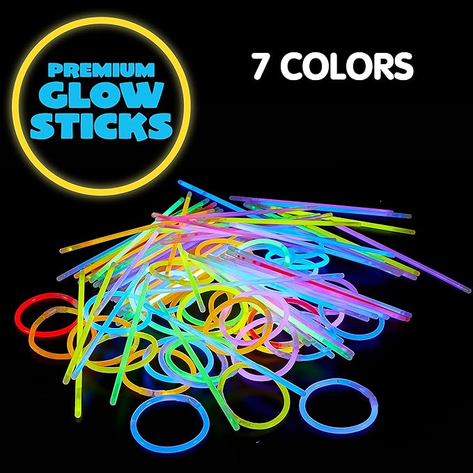 JOYIN 300 Pcs 8" Glowsticks, Bracelets Necklaces, Glow in the Dark Party Favors, Easter, Christmas, Halloween Supplies Pack, Football Party Supplies