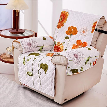 EVENHUG Chair Sofa Cover Sunflower Chair Sofa Slipcover Washable Couch Covers Non-Slip Furniture Protector Cover with Elastic Straps for Pets Kids Dog Cat (Chair,Orange)