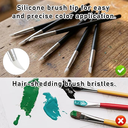15Pcs Silicone Paint Brush, 5 Shape Head Silicone Paint Brushes, Rubber Tip Painting Brush for Clay, Pottery, Nail Art, Sculpting, DIY Crafts