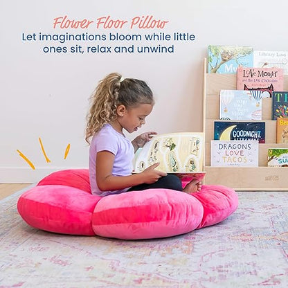ECR4Kids SoftZone Flower Floor Pillow, Seating Cushion, Bright Pink