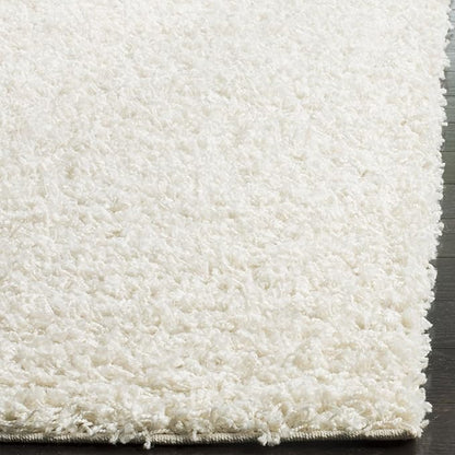 SAFAVIEH Athens Shag Collection Runner Rug - 2'3" x 8', White, Non-Shedding & Easy Care, 1.5-inch Thick Ideal for High Traffic Areas in Living Room, Bedroom (SGAS119B)
