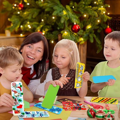 JULBEAR 36 Sets Christmas Crafts Kits DIY Blank Foam Bookmarks Decorations Sets Leaf Foam Self-Adhesive Stickers Arts for Kids Winter Christmas Party Favors Classroom Activity Gift Exchange