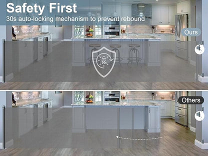 180 Inch Retractable Baby Gates - 41" Extra Tall Extra Wide Mesh Dog Gates for Large Openings Indoor(Gray)