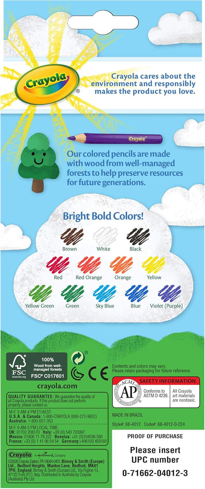 Crayola Colored Pencils, Assorted Colors, Pre-sharpened, Adult Coloring, 12 Count, Gift