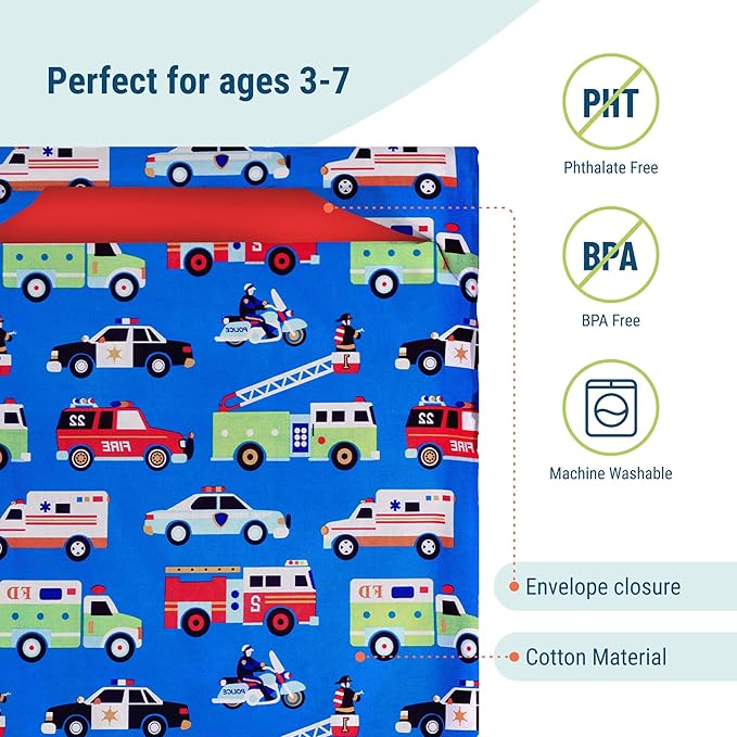 Wildkin Kids Nap Mat Cover for Boys & Girls, Sewn-in Flap Design Rest Mat Cover, Perfect for Preschool and Daycare, Fits Our Vinyl Nap Mat up to 1.5 Inches Including Basic Sleep Mat (Heroes)