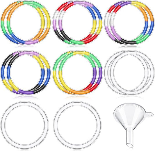 Libima 48 Pcs Sand Art Bracelets Kids, Clear Hollow Plastic Bracelet for Sand with 5 Mini Funnels Plastic Small Funnel for Sand Art Crafts and Party Favors