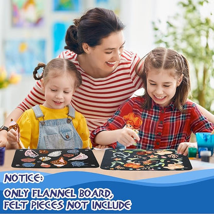 4 Pieces Felt Board for Toddlers Classroom Flannel Board Stories for Preschool Homeschooling, Kids Felt Story Activity Wall Hanging Children Birthday Gifts, 11.8 x 15.75 Inch (Black)