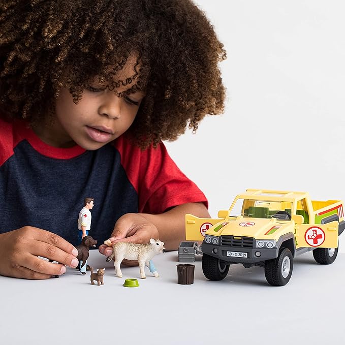 Schleich Vet Visit to the Farm Farm World 12-Piece Veterinarian and Truck Toy Set with Animal Toys for Kids Ages 3-8