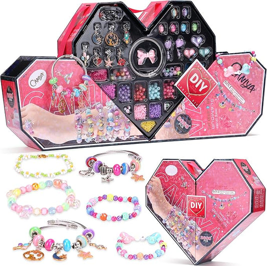 Woiworco Bracelet Making Kit, Love Design DIY Charm Bracelet Making Kit Jewelry Making Kit Jewelry Making Supplies DIY Jewelry Box Arts and Crafts Kits Birthday Gifts Valentine's Day Gift (Love)