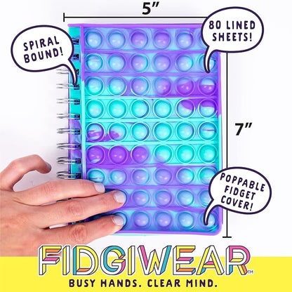 Just My Style Fidgiwear Purple Push & Pop Journal By Horizon Group USA, Poppable Fidget Toy Spiral-Bound Journal Includes Never-Ending Poppable Fidget Toy Cover & 80 Pages, Pop Fidget Sensory Notebook