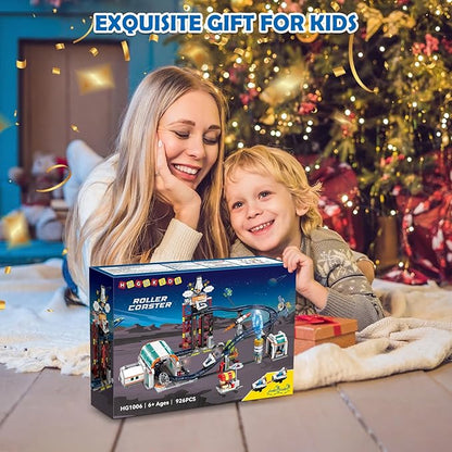 HOGOKIDS Space Roller Coaster Building Toy - 926PCS Coaster Building Set Features Lift Platform, Satellites, Rocket Buildable Space Rollercoaster Adventure Park for Adults Kids Girl Boy Ages 6-12 Year
