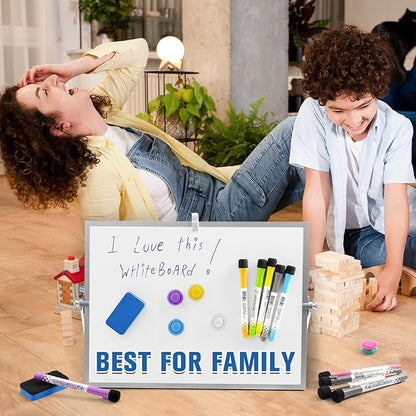 Grtard Magnetic Dry Erase Board with Stand, 18''x14'' Double-Sided White Board for Kids, Desktop Whiteboard with Stand, Large White Board, Desk Whiteboard Portable, Dry Erase Board for Kids, Memo