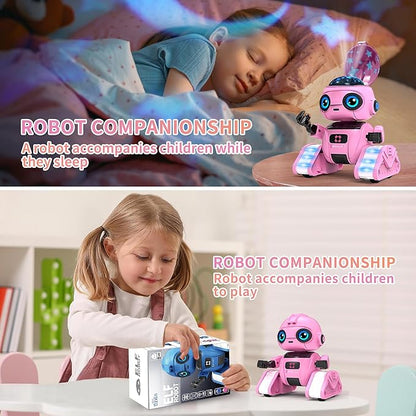 Robot Toys for Boys and Girls, Rechargeable Remote Control Robot with Auto-Demonstration, Light Projection, Dance Moves, Music, and Gesture Sensing –Toy Robot Gifts for 6+ year old Girls (Pink)