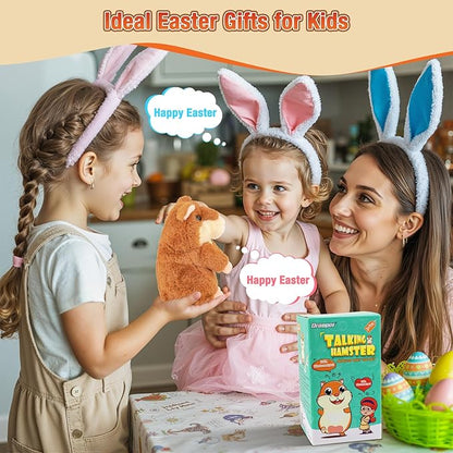 Talking Hamster - Toddler Stuffed Animal Toys for Boys Girls 2 3 4 5 6 Year Old - Repeats What You Say - Interactive Plush Sensory Companion Toy for Kids Easter Basket Stuffers Birthday Gifts