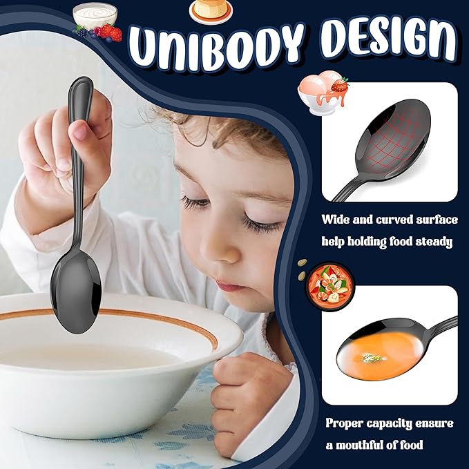 HaWare 12-Piece Kids Silverware, Stainless Steel Toddler Utensils Flatware Set, Preschooler Eating Utensils Includes 4 Spoons 4 Forks 4 Knives, Metal Children Cutlery for Home School, Mirror Finished