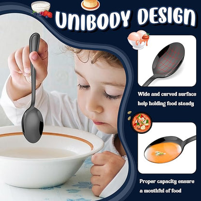 HaWare 12-Piece Kids Silverware, Stainless Steel Toddler Utensils Flatware Set, Preschooler Eating Utensils Includes 4 Spoons 4 Forks 4 Knives, Metal Children Cutlery for Home School, Mirror Finished